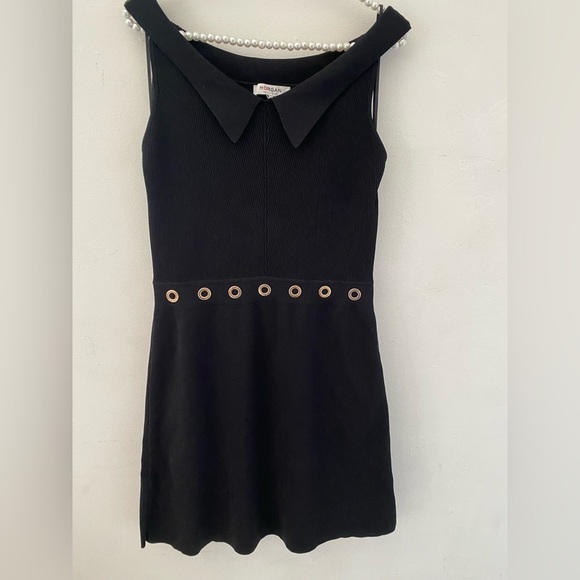 Morgan de Toi Black  vintage y2k Mini Dress with Gold Accents - Picture 3 of 9